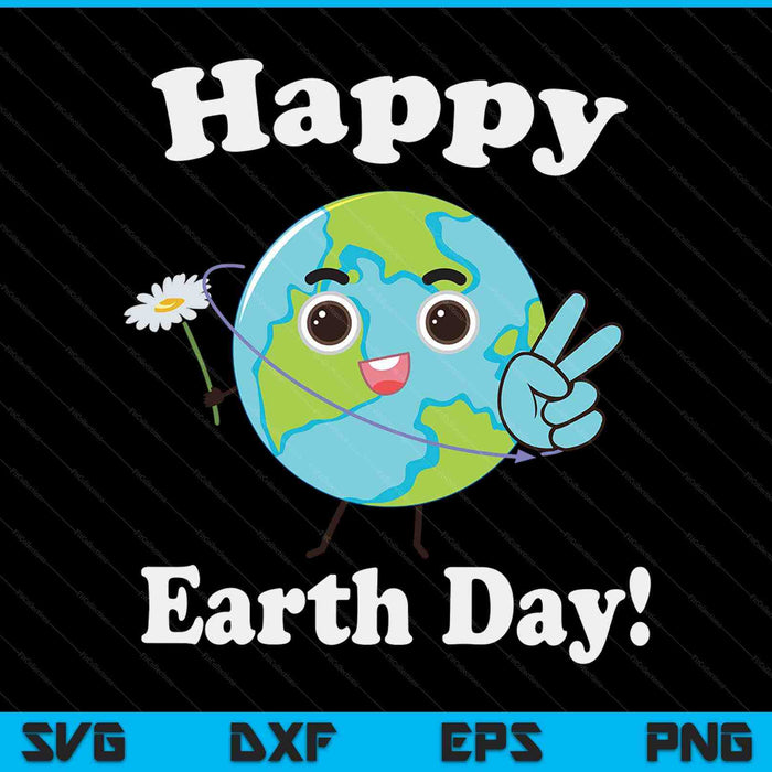 Happy Earth Day cute peace sign flower distressed SVG cut file