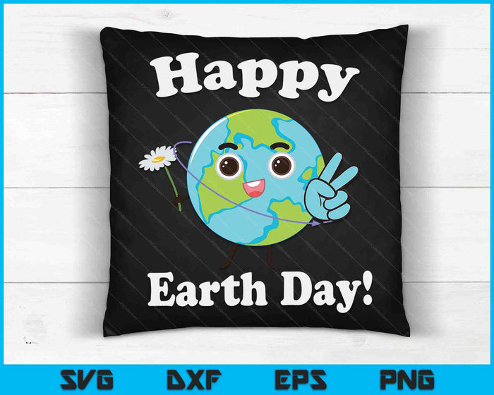 Happy Earth Day schattig vredesteken bloem noodlijdende SVG PNG digitale afdrukbare bestanden