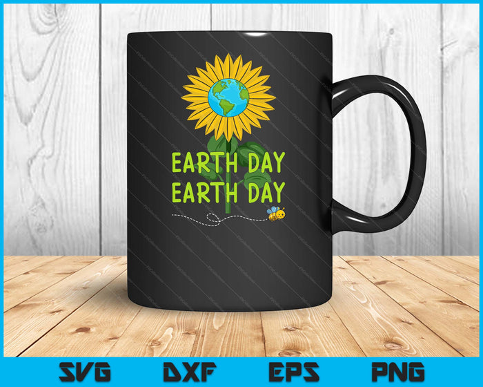 Gelukkige dag van de aarde elke dag zonnebloem kinderen leraren aarde dag SVG PNG digitale snijbestanden