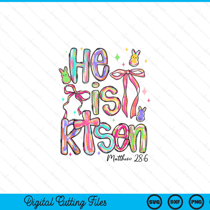 Happy Easter He Is Risen Bunny Jesus Christian Coquette Bow SVG PNG Digital Printable Files
