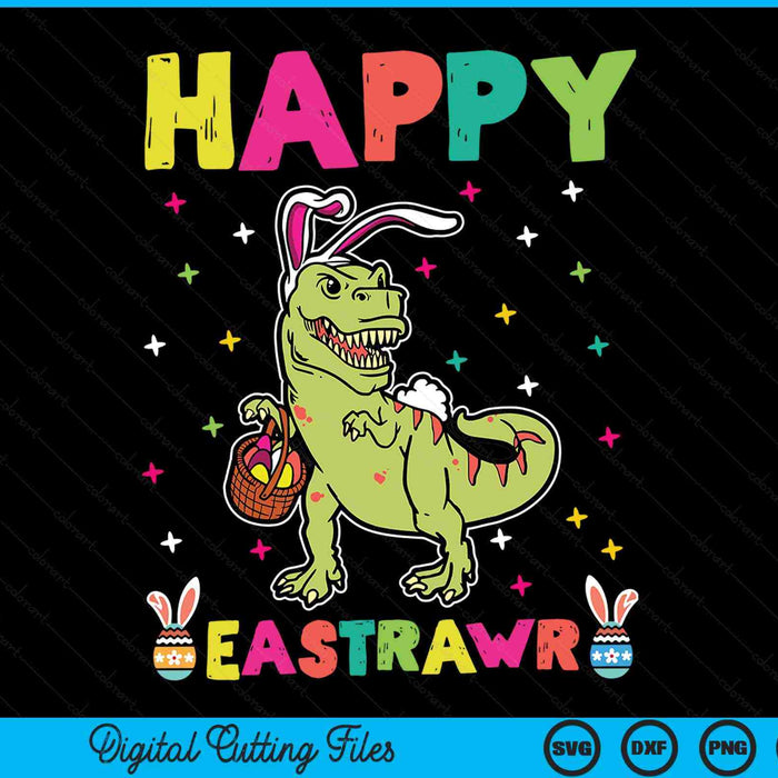 Happy Eastrawr T Rex paashaas dinosaurus eieren SVG PNG digitale snijbestanden