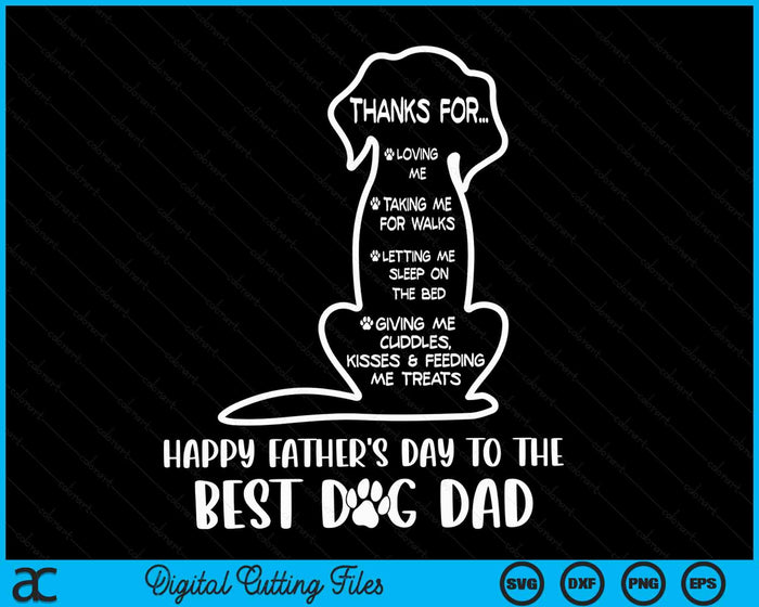 Gelukkige vaderdag voor de beste hond papa hondenliefhebber SVG PNG digitale snijbestanden