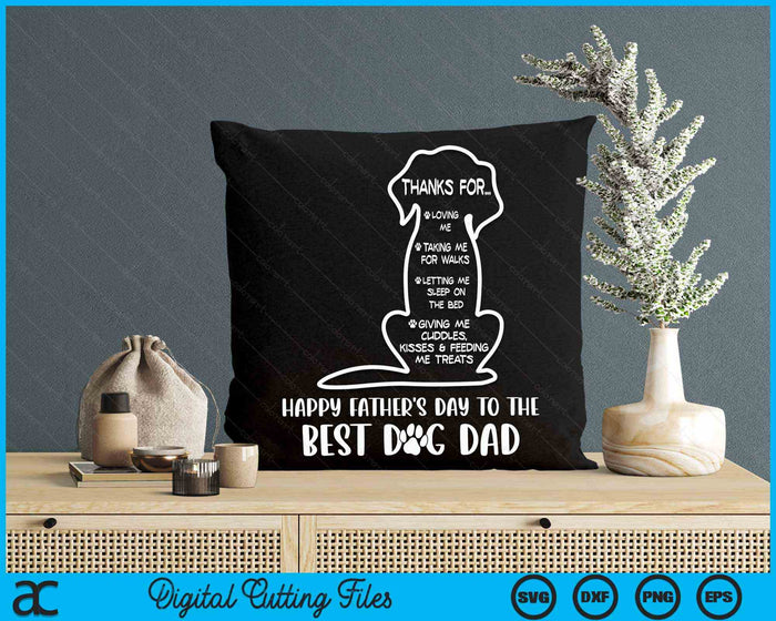 Gelukkige vaderdag voor de beste hond papa hondenliefhebber SVG PNG digitale snijbestanden