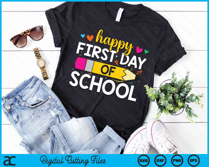 Happy First Day Of School Teacher Kids Back to School SVG PNG Digital Cutting Files