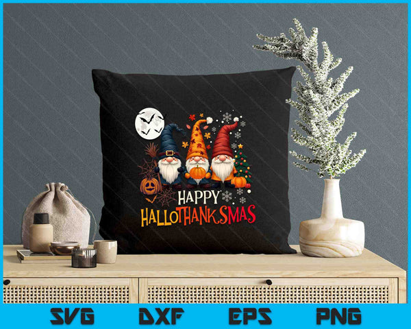 Happy Hallothanksmas Gnomes Lover Halloween Merry Christmas SVG PNG Digital Printable Files