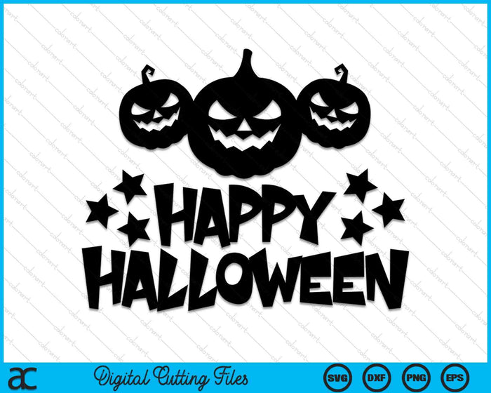 Feliz Halloween Lindo Halloween Decoración Calabazas SVG PNG Archivos de corte digital