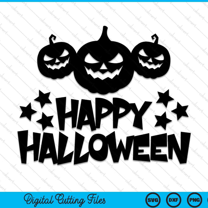 Feliz Halloween Lindo Halloween Decoración Calabazas SVG PNG Archivos de corte digital