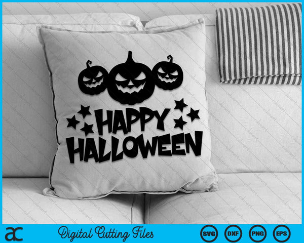 Feliz Halloween Lindo Halloween Decoración Calabazas SVG PNG Archivos de corte digital