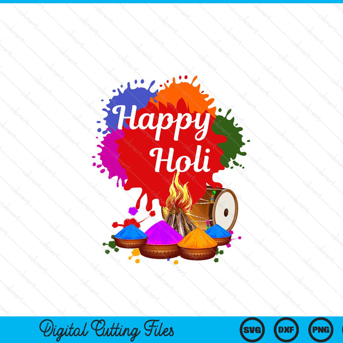 Happy holi family Kids cool festival outfit SVG cut file