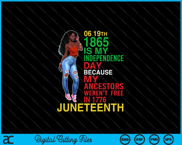 Feliz Juneteenth es mi día de la independencia SVG negro gratis PNG cortando archivos imprimibles