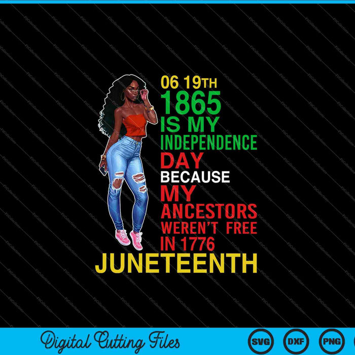 Feliz Juneteenth es mi día de la independencia SVG negro gratis PNG cortando archivos imprimibles