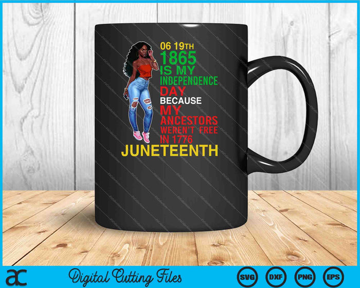 Feliz Juneteenth es mi día de la independencia SVG negro gratis PNG cortando archivos imprimibles