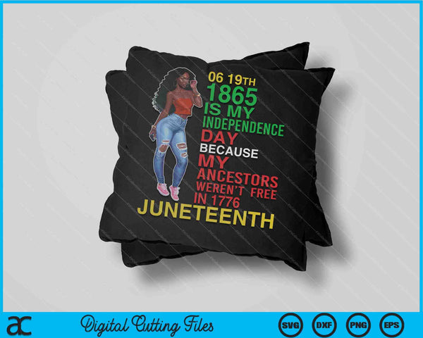 Feliz Juneteenth es mi día de la independencia SVG negro gratis PNG cortando archivos imprimibles