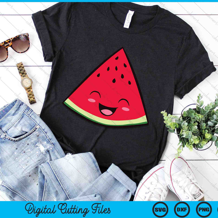 Happy Kawaii Watermelon SVG PNG Digital Cutting Files