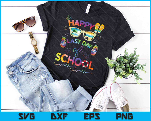 Feliz último día de escuela Camisa Maestros Estudiantes de fin de año SVG PNG Cortando archivos imprimibles - on a t-shirt
