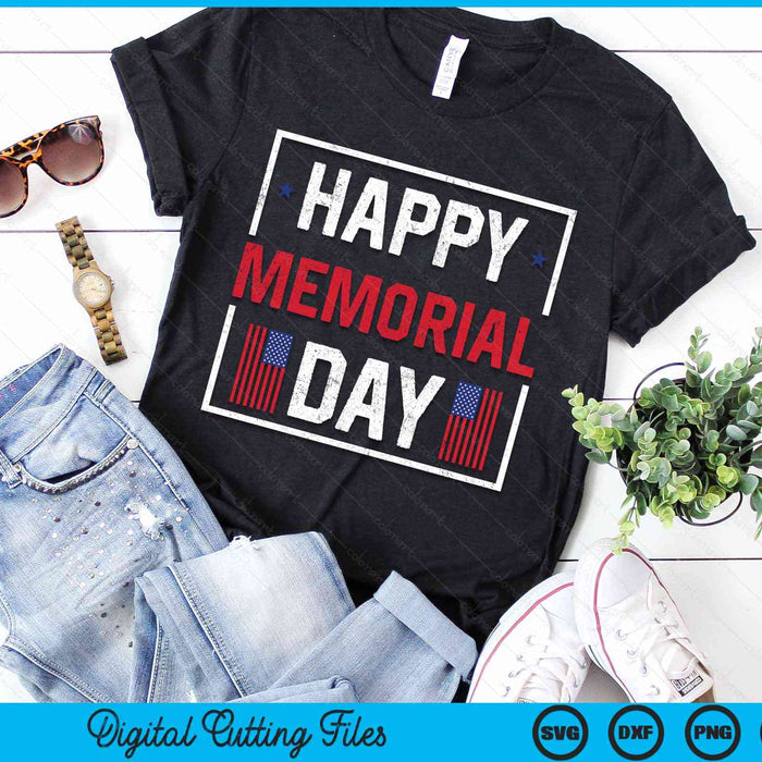 Happy Memorial Day USA Flag American Patriotic Armed Forces SVG PNG Digital Cutting Files