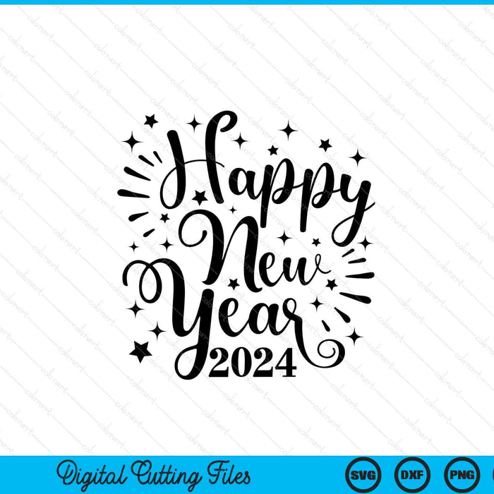 Feliz Año Nuevo 2024 SVG PNG Archivos de corte digital