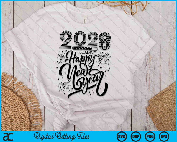 Happy New Year 2028 Fireworks Loading SVG PNG Digital Printable Files