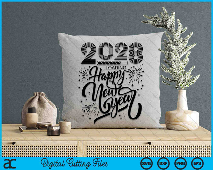 Happy New Year 2028 Fireworks Loading SVG PNG Digital Printable Files