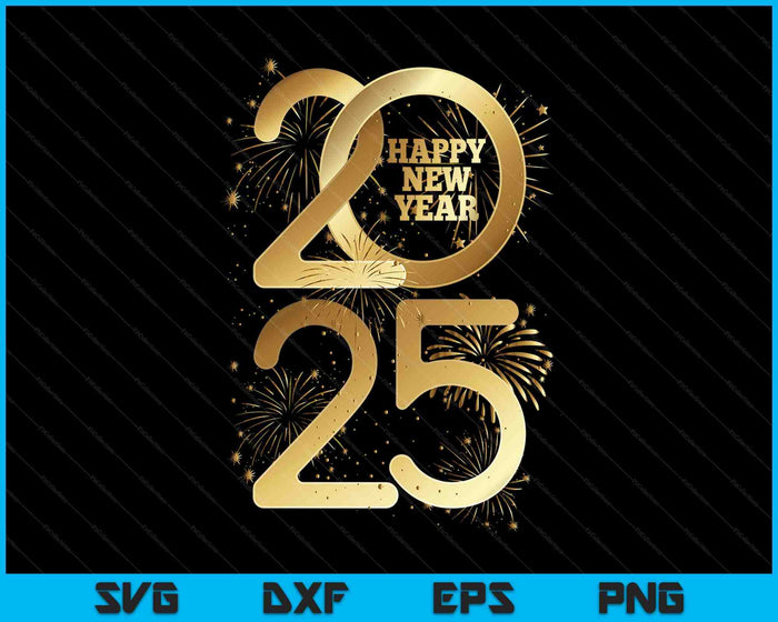 Happy New Year Party Supplies 2025 Family Matching Fireworks SVG PNG Digital Printable Files