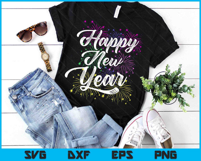 Happy New Year Party Supplies 2025 Family Matching Fireworks SVG PNG Digital Printable Files