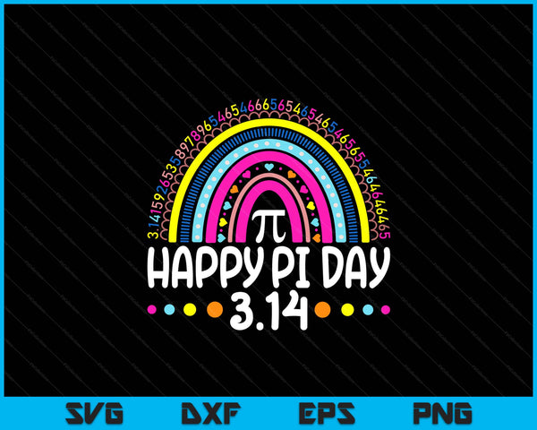 Happy Pi Day Rainbow 3.14 Pi Number Math Teacher SVG PNG Digital Printable Files