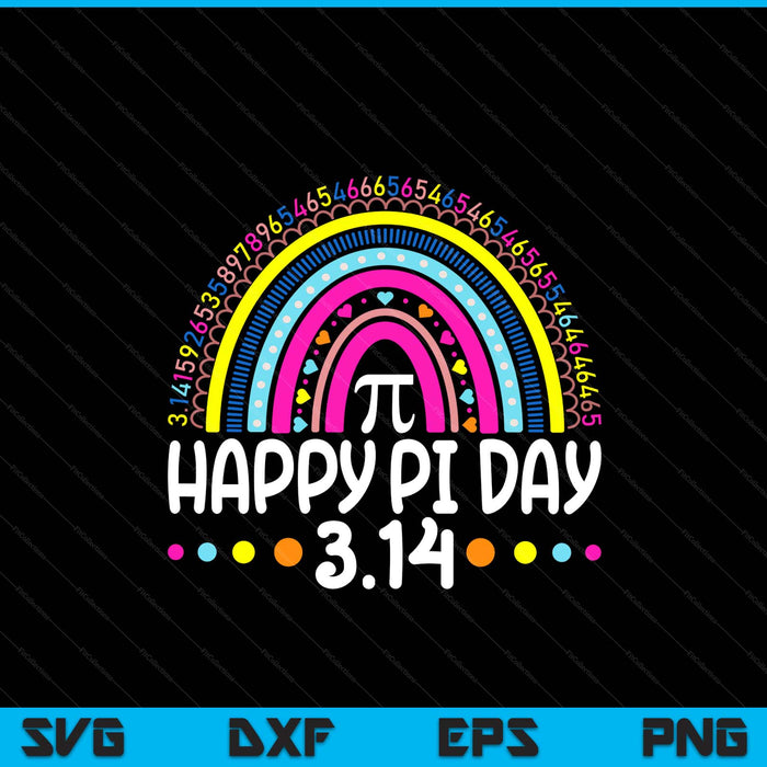 Happy Pi Day Rainbow 3.14 Pi Number Math Teacher SVG PNG Digital Printable Files