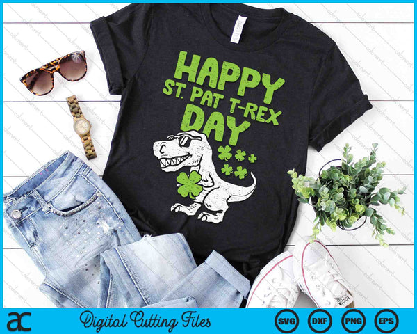 Happy St Pat Trex Day Dino St Patricks Day Toddler Boys Gift SVG PNG Digital Printable Files