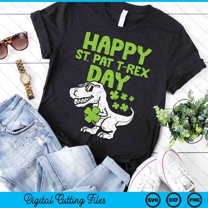 Happy St Pat Trex Day Dino St Patricks Day Toddler Boys Gift SVG PNG Digital Printable Files