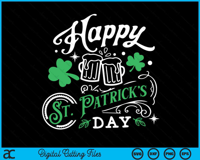 Happy St Patrick's Day Shamrock Clover Irish SVG PNG Digital Printable Files