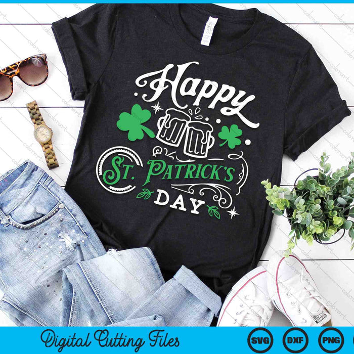 Happy St Patrick's Day Shamrock Clover Irish SVG PNG Digital Printable Files