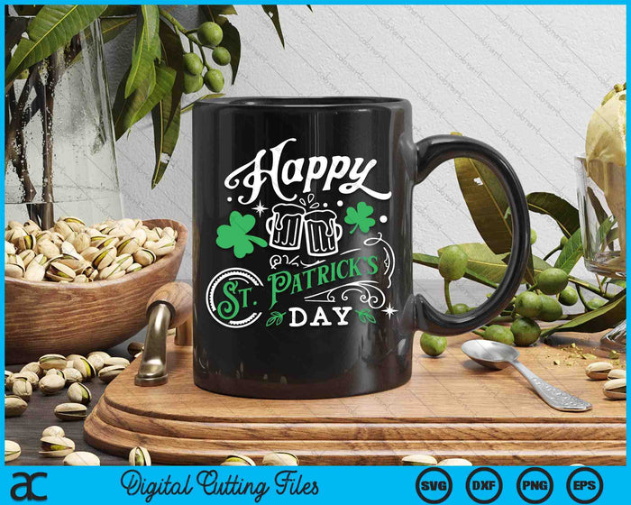 Happy St Patrick's Day Shamrock Clover Irish SVG PNG Digital Printable Files