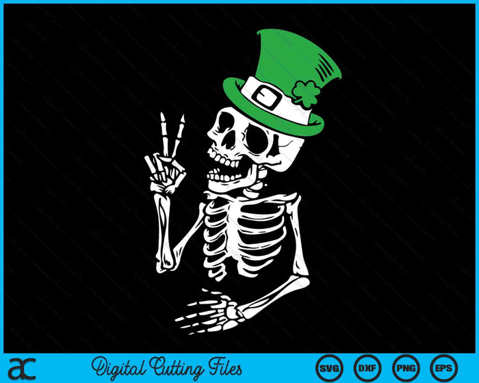 Happy St Patrick's Day Skull Skeleton SVG PNG Digital Printable Files