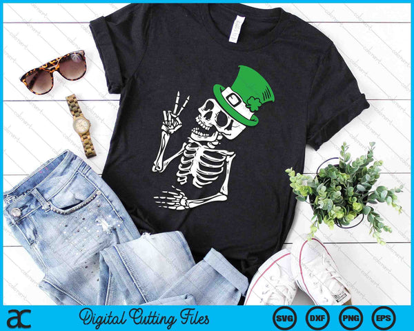 Happy St Patrick's Day Skull Skeleton SVG PNG Digital Printable Files