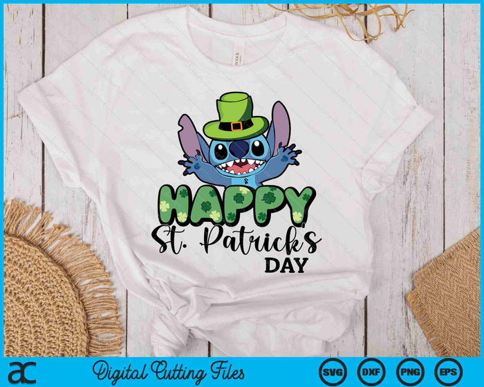 Happy St Patrick's Stitch Clover SVG PNG Digital Printable Files