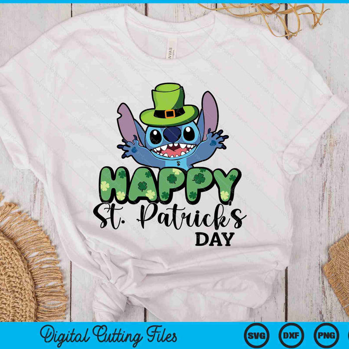 Happy St Patrick's Stitch Clover SVG PNG Digital Printable Files