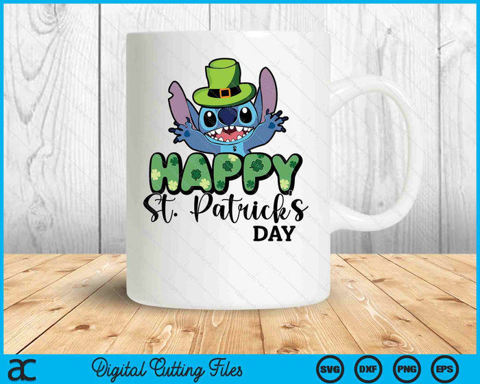 Happy St Patrick's Stitch Clover SVG PNG Digital Printable Files