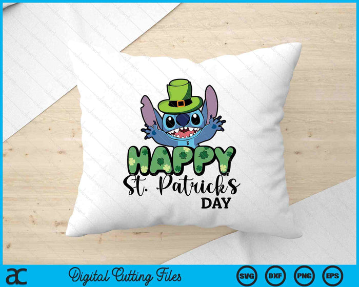 Happy St Patrick's Stitch Clover SVG PNG Digital Printable Files