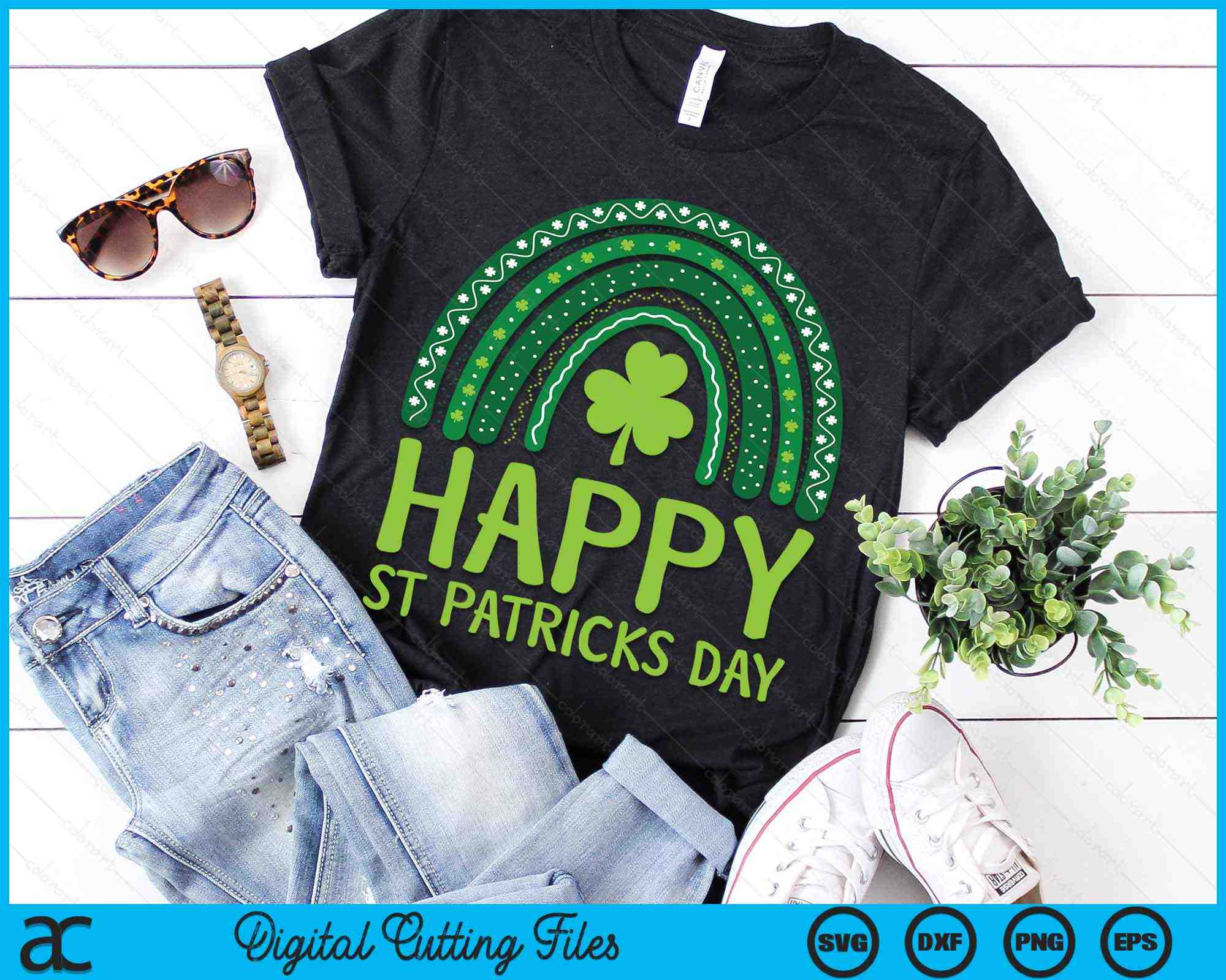 Happy St Saint Patrick's Day Rainbow SVG PNG Digital Files – creativeusarts