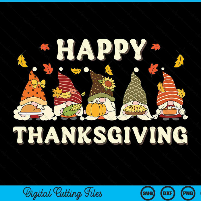 Happy Thanksgiving autumn gnomes with harvest SVG cut file