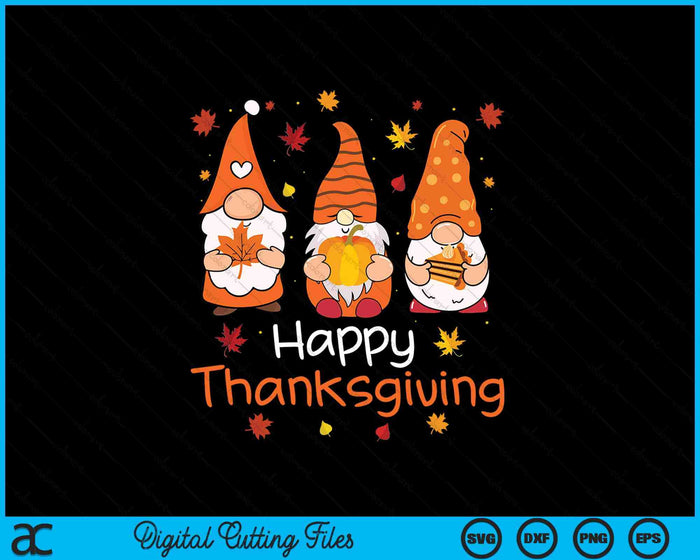 Happy Thanksgiving Gnome Gnomies Family SVG PNG Digital Printable Files