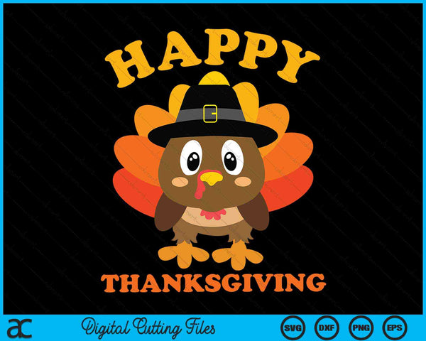 Happy Thanksgiving pilgrim turkey SVG PNG cut file for Cricut