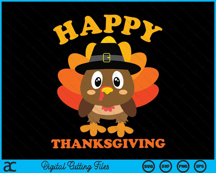 Happy Thanksgiving Pilgrim Turkey SVG PNG Digital Cutting Files