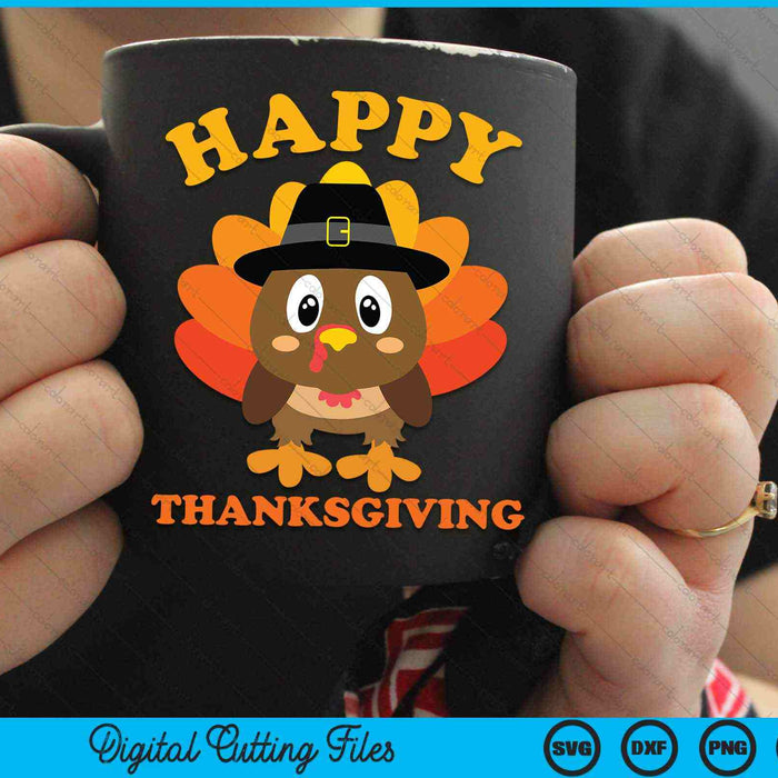 Happy Thanksgiving Pilgrim Turkey SVG PNG Digital Cutting Files