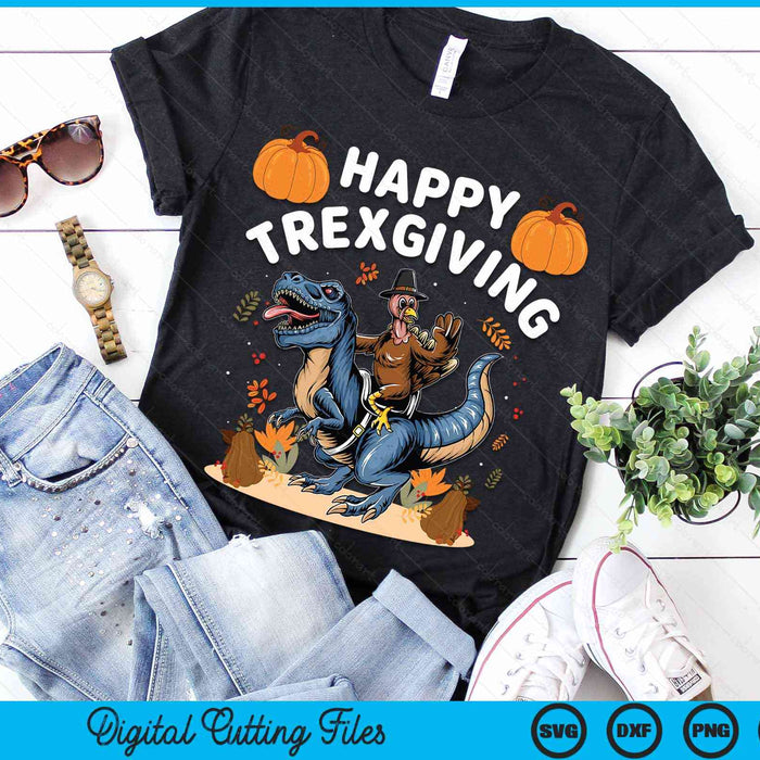 Happy Trexgiving TRex Thanksgiving Dinosaur SVG PNG Digital Cutting Files