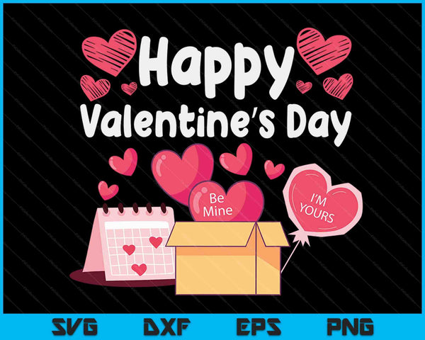 Happy Valentines Day Be Mine schattige harten V-Day pyjama SVG PNG digitale snijbestanden