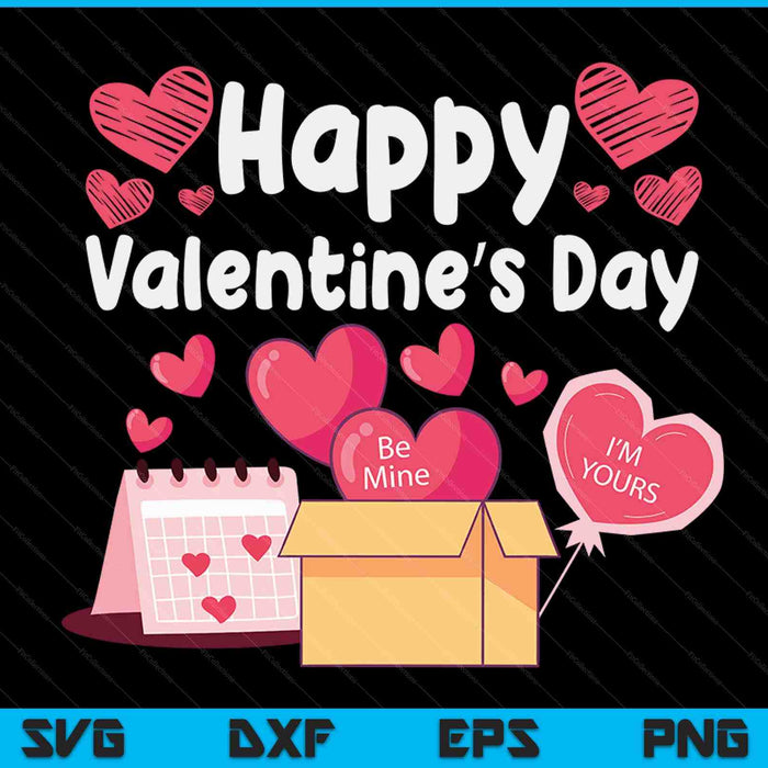 Happy Valentines Day Be Mine schattige harten V-Day pyjama SVG PNG digitale snijbestanden