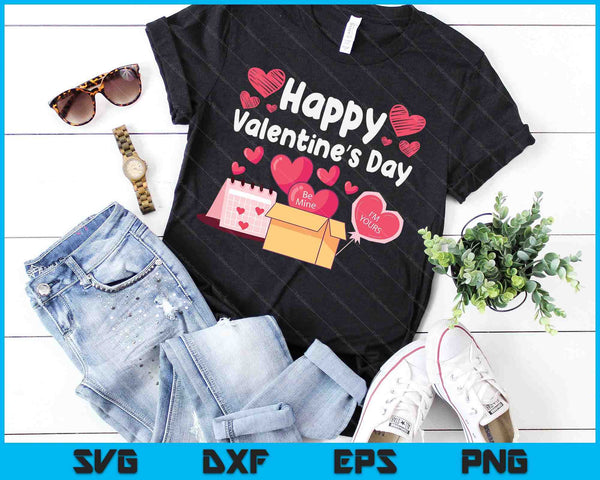 Happy Valentines Day Be Mine schattige harten V-Day pyjama SVG PNG digitale snijbestanden