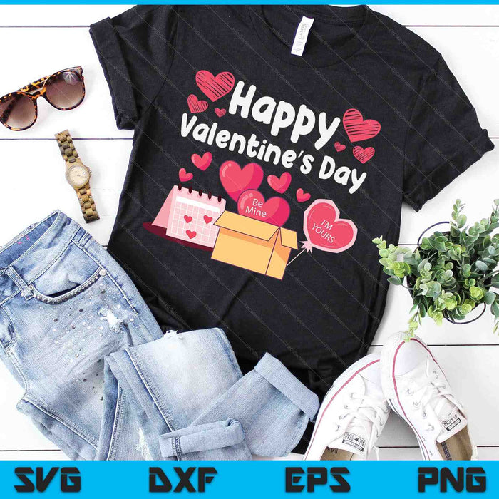 Happy Valentines Day Be Mine schattige harten V-Day pyjama SVG PNG digitale snijbestanden