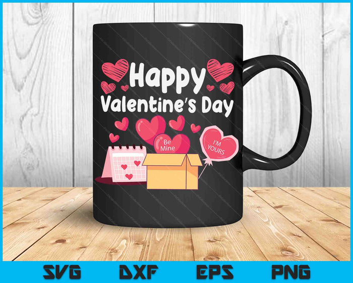 Happy Valentines Day Be Mine schattige harten V-Day pyjama SVG PNG digitale snijbestanden